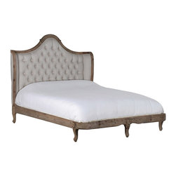 Colonial Reclaimed Pine 5' Upholstered Bed - ベッド