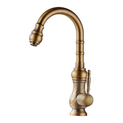 Amasra Antique Brass Kitchen Sink Faucet with Hot and Cold Mixer - Kitchen Faucets