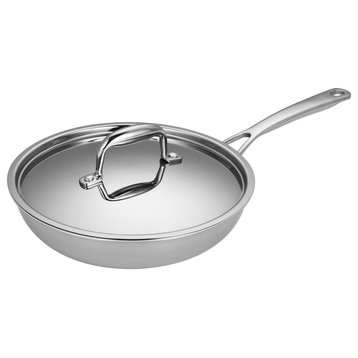 10 Inch Triple-Ply Stainless Steel Fry Pan with Lid