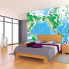 Mercator World Map Wall Mural, Peel and Stick, 3-Panel, 125"x84"