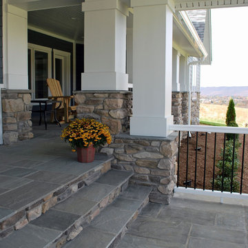 Contemporary Farmhouse Stone Pillar Porch