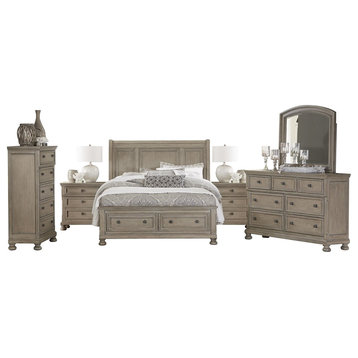 6-Piece Bradway Queen Storage Bed, Dresser, Mirror, 2 Nightstand, Chest Natural