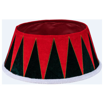 26.75" Red and Green Drum With White Trim Christmas Tree Collar