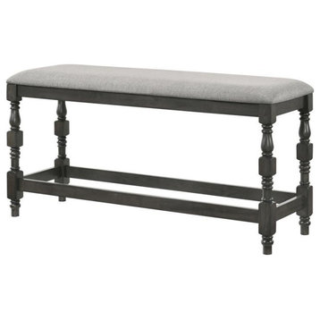 Furniture of America Weighton Wood Counter Height Dining Bench in Dark Gray