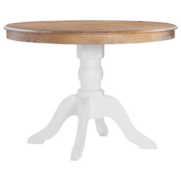 Tobin Pedestal Dining Table, Natural and White