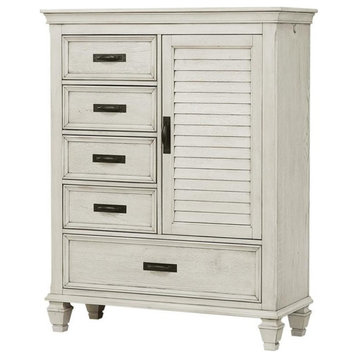 Pemberly Row 5-drawer Farmhouse Wood Door Chest in Antique White