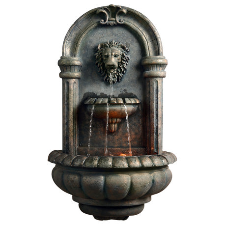 Outdoor Lion Head Waterfall Wall Fountain
