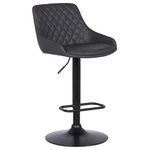 Armen Living - Annie Adjustable Barstool, Black Powder Coated and Gray Faux Leather - The Armen Living Annie adjustable barstool is an excellent modern kitchen or home bar choice. The Annie's durable Black Powder Coated Steel frame construction is inclusive of a circular base, convenient footrest for support, and easy to use height adjustment mechanism. Thanks to the Annie's hydraulic lift, you can easily transform the stool from 26 inch counter to 30 inch bar height, allowing you to use it in just about any setting. The stool's durable Poplar wood supported seat features a low back and diamond textured Grey Faux Leather upholstery. The stool's foam padding assures a comfortable and relaxing user experience. An excellent choice for the modern home, the Annie is certain not to disappoint.