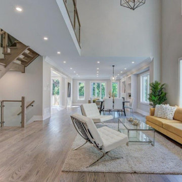 Open concept new build with 2 tiered ceilings