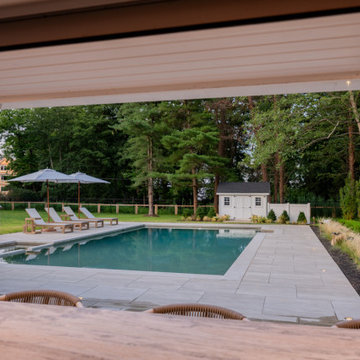 Rumson NJ: Inground Pool, Deck, Outdoor Kitchen, Outdoor Shower, Landscape, Shed