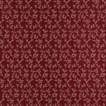 Burgundy And Beige Vine Leaves Jacquard Woven Upholstery Fabric By The Yard