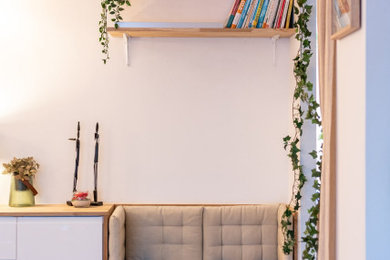 Aménagement d'une salle de séjour scandinave.