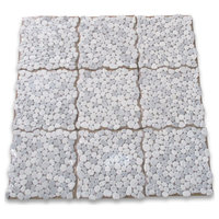 Carrara White Bardiglio Grey Marble Pebble Stone Nonslip Shower Tile, 1 sheet