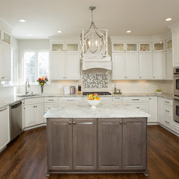 Kitchen Update Done in a Painted White and Stone Stain on Maple