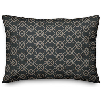Floral Argyle in Brown and Black Throw Pillow