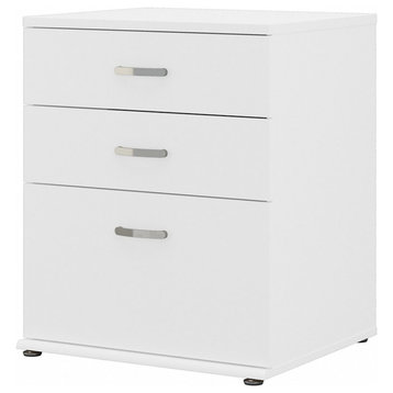 Universal Floor Storage Cabinet with Drawers in White - Engineered Wood