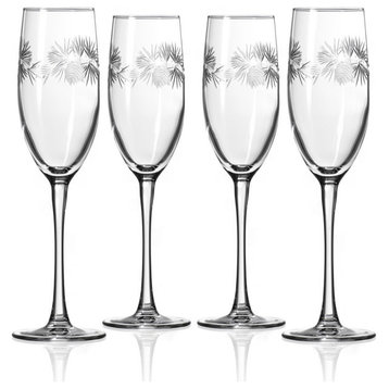 Icy Pine Champagne Flute 8 Oz., Set of 4 Flute Glasses