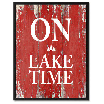 On Lake Time Inspirational, Canvas, Picture Frame, 28"X37"