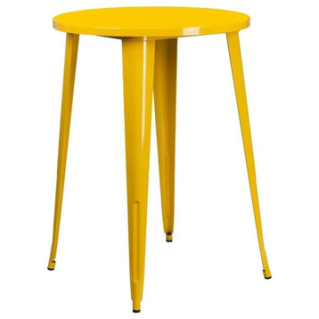 30" Round Yellow Metal Indoor-Outdoor Bar H Table