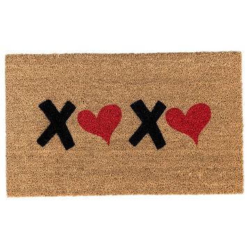 Heart Valentine's Welcome Mat 18" x 30" Red and Black