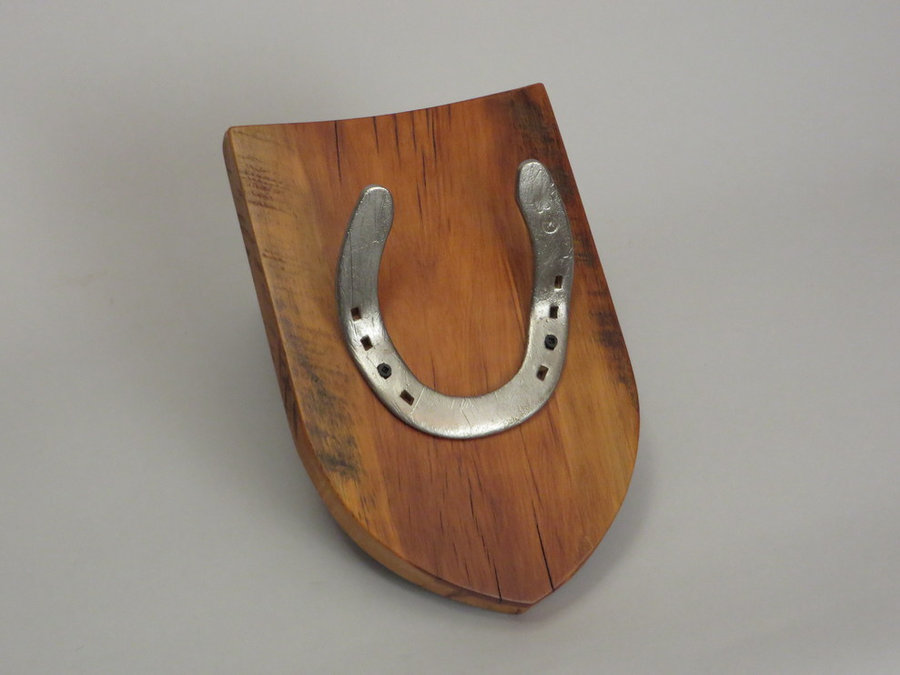 #R15021 Coat Rack Reclaimed Ambrosia Maple, horseshoes.