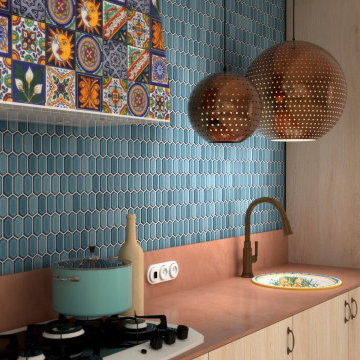 Colorful Kitchen with Hand-Painted Tiles