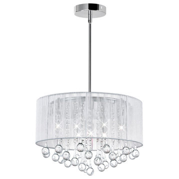 Water Drop 6 Light Drum Shade Chandelier With Chrome Finish