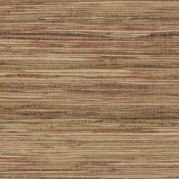 Natural Raw Jute Grasscloth Wallpaper, Red/Tan, Bolt