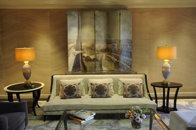 Trendy living room photo in New York