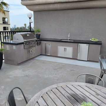 commercial L-shape outdoor kitchen