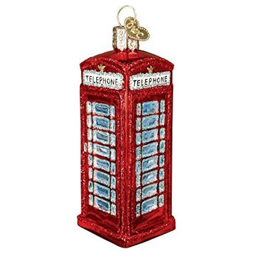 Old World Christmas English Phone Booth Blown Glass Ornament