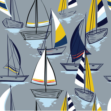 GN1021 Sailboats at Sunset Pattern Fine Wallpaper Roll