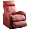 ACME Ricardo Tufted Faux Leather Upholstered Recliner with Power Lift in Red