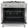 Cosmo 36" Dual Fuel Range (F965) Pro Style Modern Stainless Steel, 36", Natural Gas