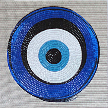 Evil Eye Glass Mosaic Artwork, 35"x35"
