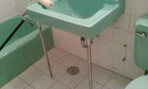 Green Retro Bathroom, 1950s Bathroom Sink Styles