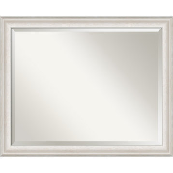 Trio White Wash Silver Beveled Bathroom Wall Mirror - 32.5 x 26.5 in.
