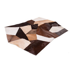 Modern Cowhide Patchwork Area Rug, Handmade, Hair-on-Hide, 5'10"x3'7" - Area Rugs