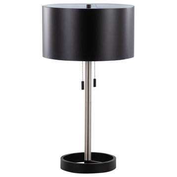 Hilton Table Lamp, Nickel, Black Metal