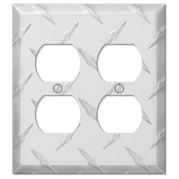 Diamond Plate Aluminum 2-Duplex Wall Plate