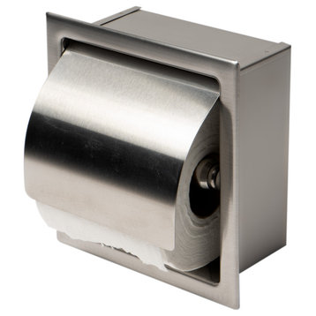 ALFI brand Brushed Stainless Steel Recessed Toilet Paper Holder With Cover