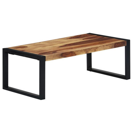 vidaXL Coffee Table Natural wood color + black