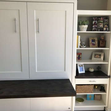Custom Built Vertical Queen Murphy Bed with Fold-Down Desk & Two Tone Finish