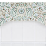 Ellis Curtain - Paisley Prism 50" x 15" Lined Arch Valance, Latte - Paisley print is one of the few textile patterns that never seems to fade from fashion and remains among the most distinctive patterns in design today. Enjoy the warm feel, crisp colors and updated look that the Paisley Prism will bring into your home. Made with 100-percent cotton duck fabric creates a smooth draping effect, soft texture and easy maintenance. A decorative and functional bottom rope corded edge creates a very nice contrast and clean crisp lines. Each Arched Valance is constructed with a 3-inch rod pocket and natural colored liner. Width is measured overall 50-Inch, length is measured overall 15-Inch from header top to bottom of panel. Paisley Prism Arched Valance can be combined with coordinating Paisley Prism Valances. Dry clean only.