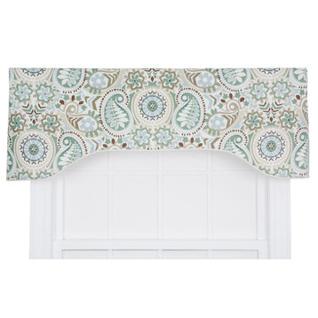Paisley Prism 50" x 15" Lined Arch Valance, Latte