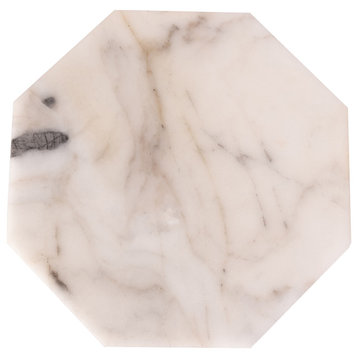 Octagonal Marble Tray, White Matte