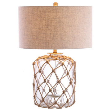 Mer 26.5" Glass and Rope Table Lamp, Brown and Clear