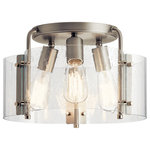 Kichler Lighting - Kichler Lighting 42954NI Thoreau - Three Light Semi-Flush Mount - The 3-light semi-flush mount fixture from the Thoreau collection unites Brushed Nickel and seeded glass together with exposed bolts for a minimalistic design that easily coordinates with many home d+�cor styles.  Canopy Included: Yes  Shade Included: Yes  Canopy Diameter: 8.00Thoreau Three Light Semi-Flush Mount Brushed Nickel Clear Seeded Glass *UL Approved: YES *Energy Star Qualified: n/a  *ADA Certified: n/a  *Number of Lights: Lamp: 3-*Wattage:75w A19 Medium Base bulb(s) *Bulb Included:No *Bulb Type:A19 Medium Base *Finish Type:Brushed Nickel