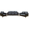 Sunset Trading Prelude 3-Piece Top-Grain Leather Living Room Set in Black