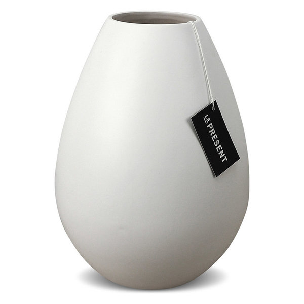 Drop Wide Ceramic Vases, White, 8.6